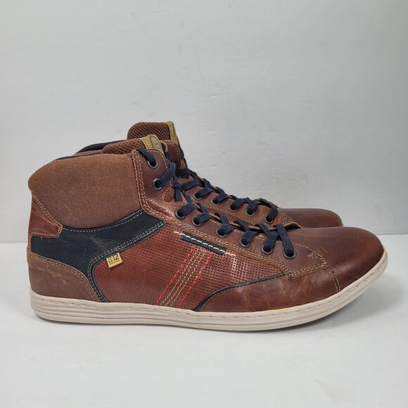 Bullboxer Men's Brown Leather High Top Sneakers US Size 12 - Picture 1 of 10